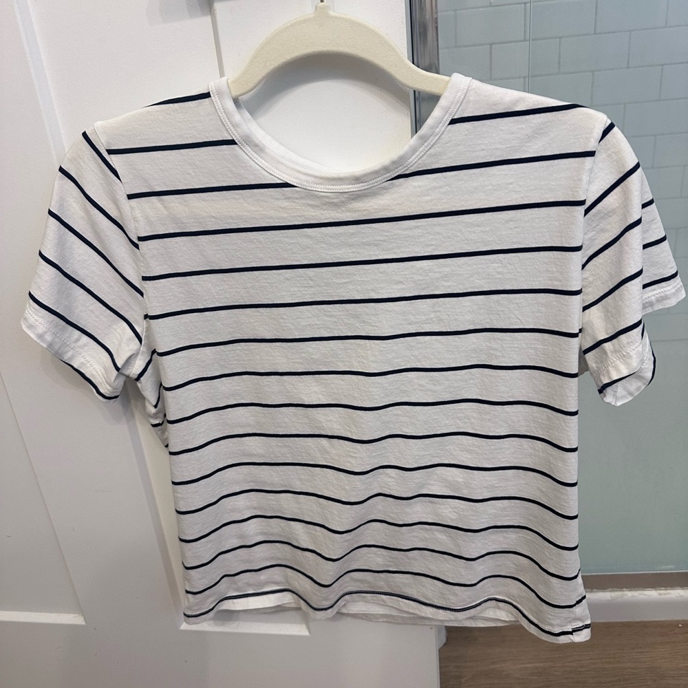 Abercrombie Striped White and Black Women's Top